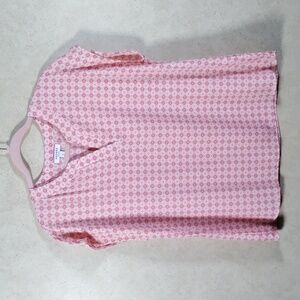 03168 Andree by Unit pink & maroon cap sleeve blouse L